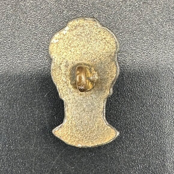 Vintage Button Pendant Blackamoor African Woman Figural Metal Red Accent Turban - Picture 4 of 7